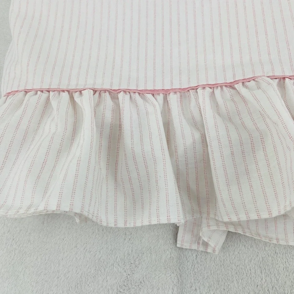 Laura Ashley Pink Stripe Ticking Pink Cotton Poly Full Size Flat Ruffle Sheet